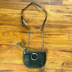 Black leather cross body bag